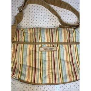 Fossil Authentic Classic Multi-Color Canvas Crossbody Bag/Purse Soft Vibrant